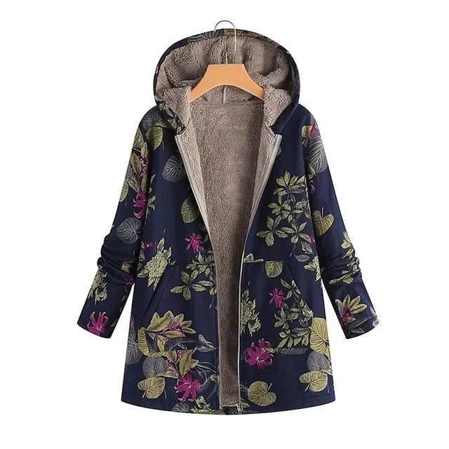 Floral Loose Plus Size Winter Coat - Coat - LeStyleParfait