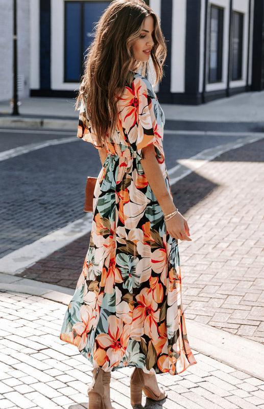 Floral Maxi Dress with Slit - Maxi Dress - LeStyleParfait