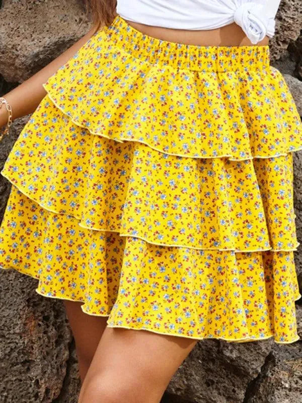 Floral Pleated Mini Skirt-Women's Skirt-LeStyleParfait