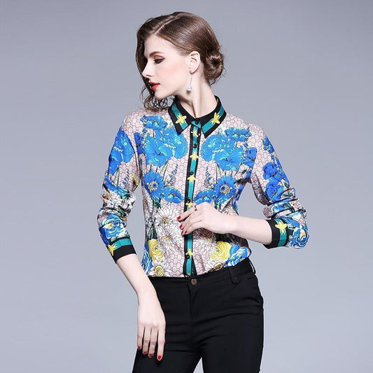 Floral Print Silk Shirt For Women - Women's Shirt - LeStyleParfait