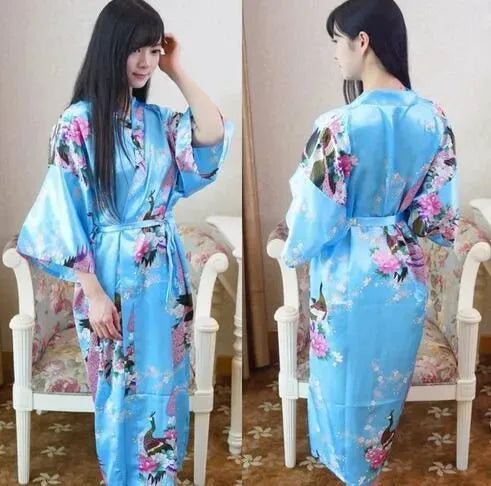 Floral Silk Kimono Nightgown - Nightgown - LeStyleParfait
