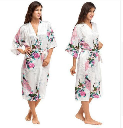 Floral Silk Kimono Nightgown - Nightgown - LeStyleParfait
