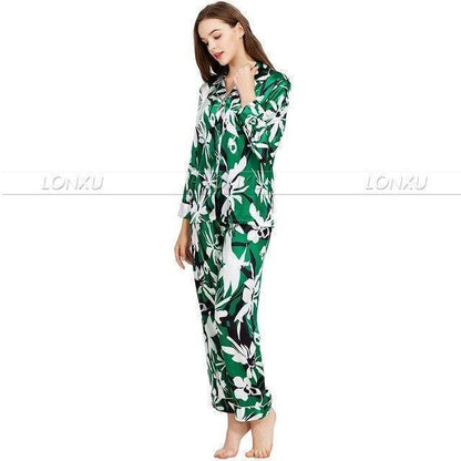 Floral Silk Women Pajama Set - Pajama Pant Set - LeStyleParfait