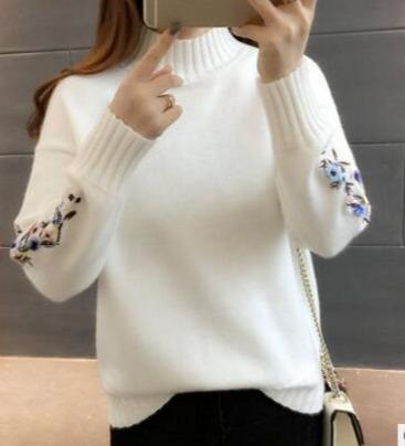 Floral Sleeves Turtleneck Women Sweater - Pullover Sweater - LeStyleParfait