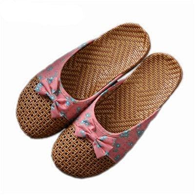Floral Slip On Flax Slippers Sandals - Sandals - LeStyleParfait