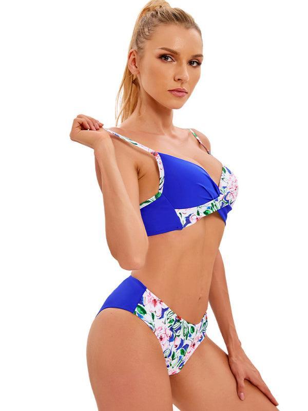 Floral Twisted Bandeau Hipster Bikini Set - Bikini - LeStyleParfait