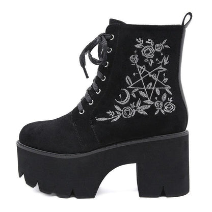 Flower Platform Ankle Boots - Boots - LeStyleParfait