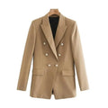 FRANS Vintage Blazer Women - Formal-Business - Plain-Solid - Double-Breasted Blazer - LeStyleParfait
