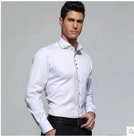 French Style Cotton Men Dress Shirt - Dress Shirt - LeStyleParfait fashion image