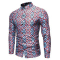 Geometric Slim Fit Casual Shirt For Men - Long Sleeve Shirt - LeStyleParfait