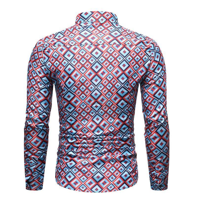 Geometric Slim Fit Casual Shirt For Men - Long Sleeve Shirt - LeStyleParfait