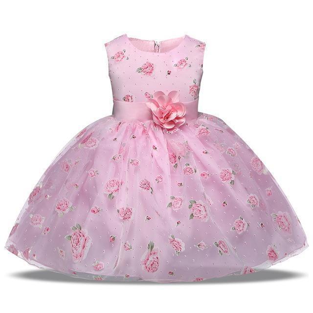 Girls Dress, Pink Princess Lace Dress, Floral 4-10 Yrs - Girls Dresses - LeStyleParfait