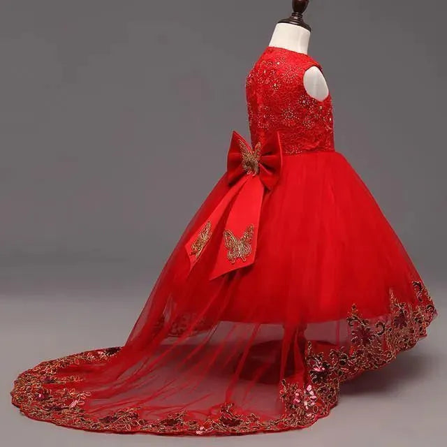 Girls Dress, Trailing Mesh Embroidered Dress - Girls Dresses - LeStyleParfait