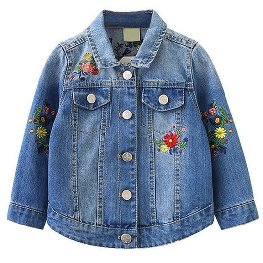 Girls Jacket Floral Jean Jacket For Kids - Kids Jackets - LeStyleParfait