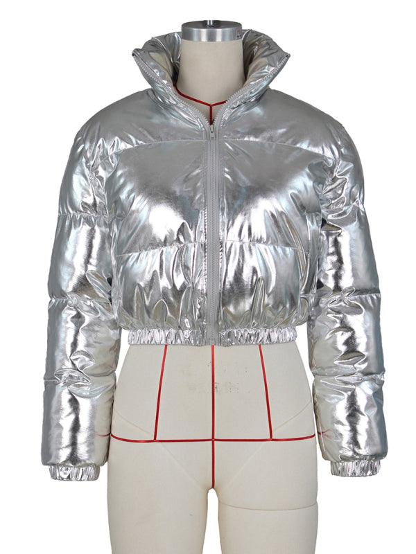 Glossy Parka Women Crop Jacket - Winter Jacket - LeStyleParfait