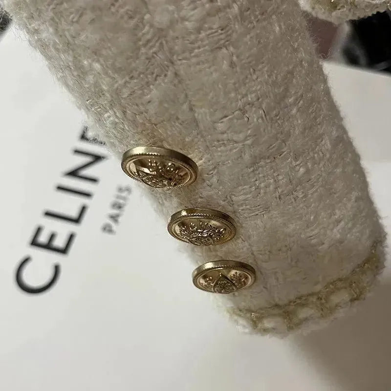 Gold Button Short Tweed Jackets Women - Tweed Blazer - LeStyleParfait