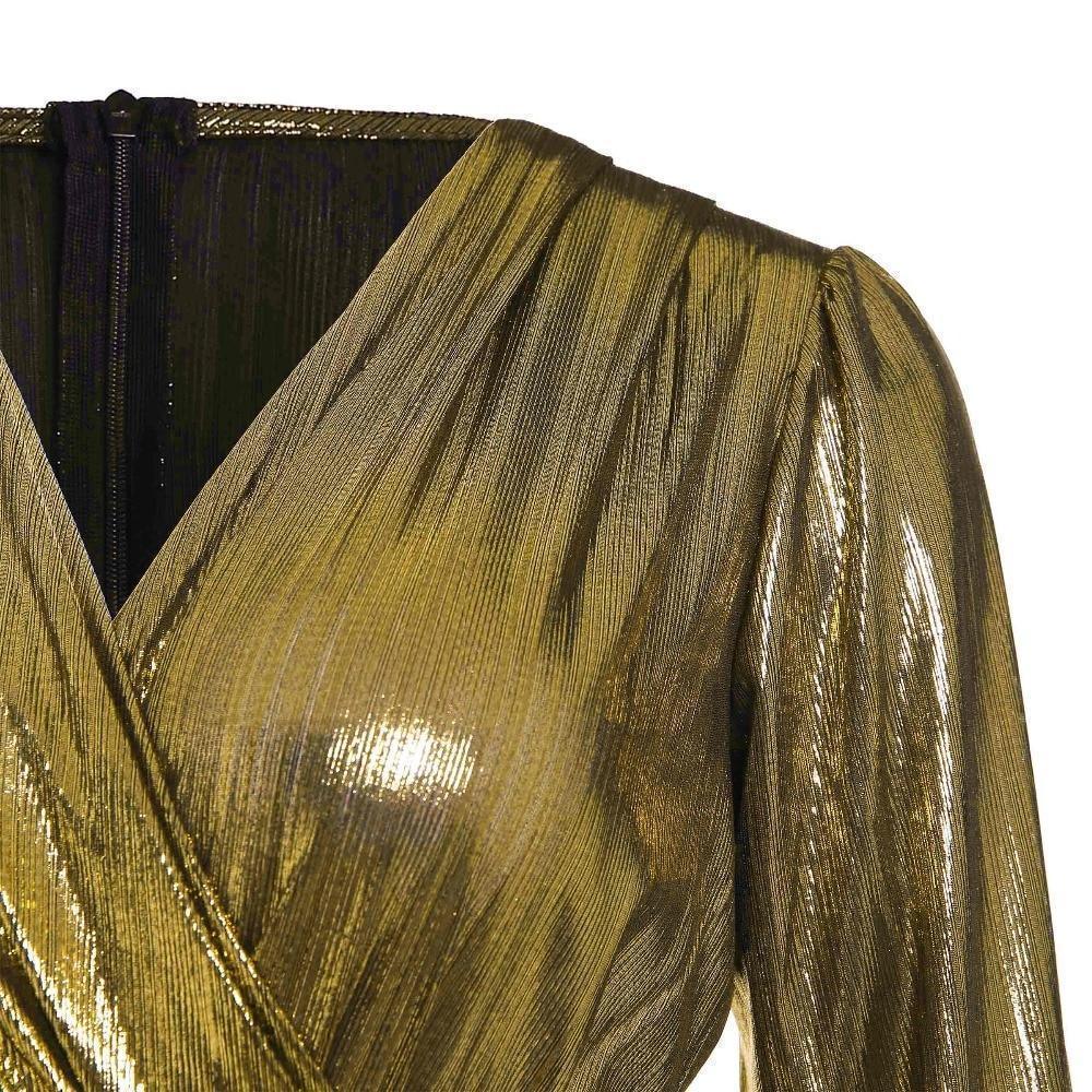 Golden Glitter Lantern Sleeve Maxi Dress - Maxi Dress - LeStyleParfait