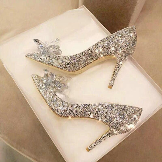 Goldish Crystal Heels Pumps Shoes - Pumps Shoes - LeStyleParfait