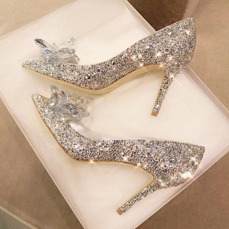 Goldish Crystal Heels Pumps Shoes - Pumps Shoes - LeStyleParfait
