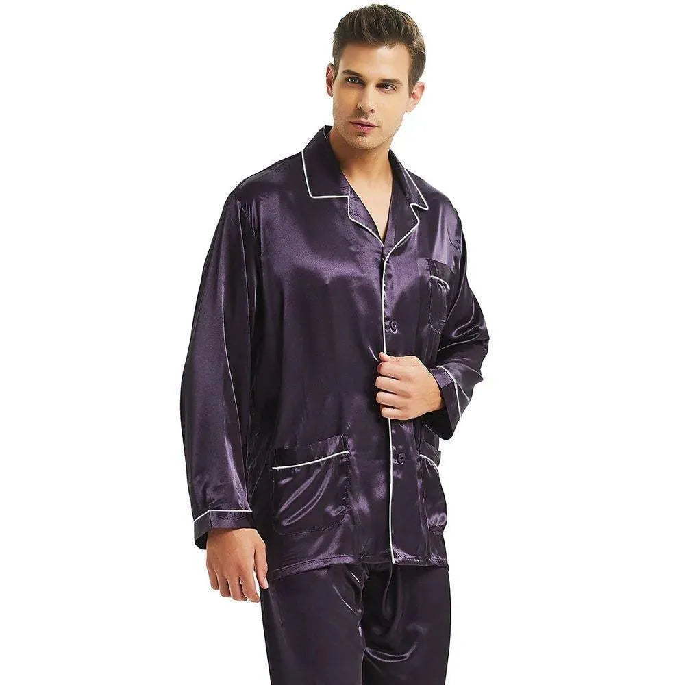 LeStyleParfait Men's Pajama / Sleepwear Sleepwear Plain-Solid Silk Satin
