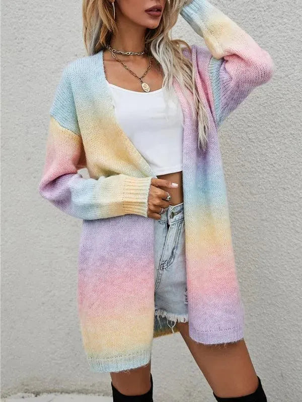 Gradient Tie-Dye Women Cardigan Sweater - Cardigan Sweater - LeStyleParfait