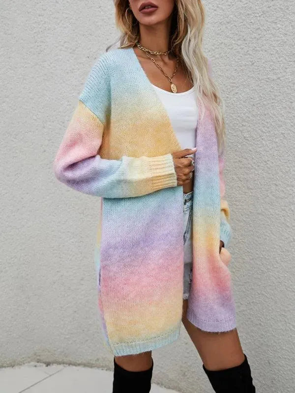 Gradient Tie-Dye Women Cardigan Sweater - Cardigan Sweater - LeStyleParfait