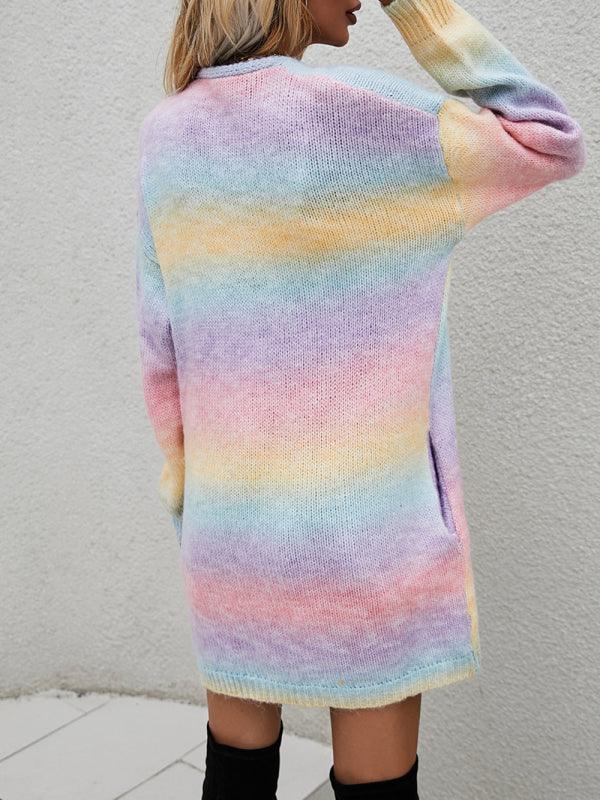 Gradient Tie-Dye Women Cardigan Sweater - Cardigan Sweater - LeStyleParfait