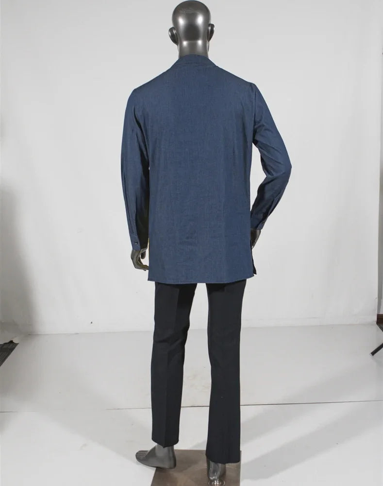 Green Cotton Dashiki Patchwork Shirt-Men Shirts-LeStyleParfait
