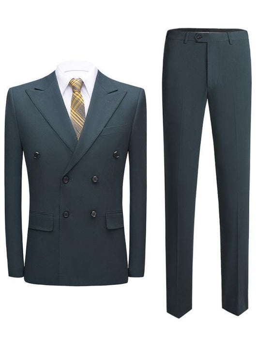 Green Double Breasted 2-Piece Suit - Two Piece Suit - LeStyleParfait