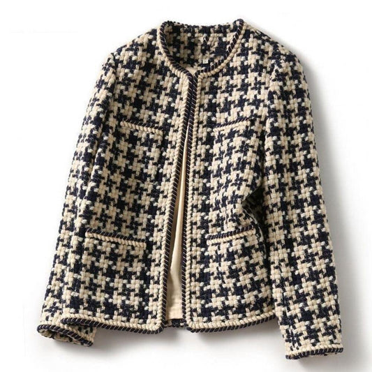 Grid Plaid Tweed Jacket Women - Tweed Blazer - LeStyleParfait