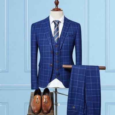 Grid Stripe Slim Fit Suit - Three Piece Suit - LeStyleParfait
