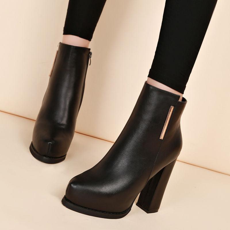 High-Heels Ankle Leather Boots - Boots - LeStyleParfait