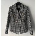 Houndstooth Blazer Women - Casual - Plaid - Double-Breasted Blazer - LeStyleParfait