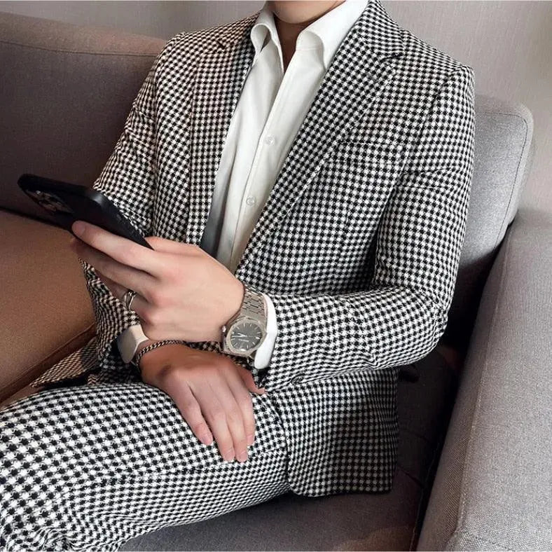 Houndstooth Prom Suit - Men's Suit - LeStyleParfait