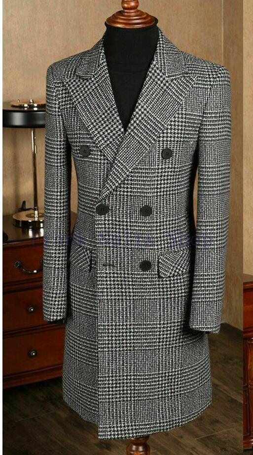 Houndstooth Tweed Coat For Men - Winter Coat - LeStyleParfait