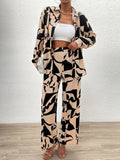 Stylish Women Abstract Print Two-Piece Set
