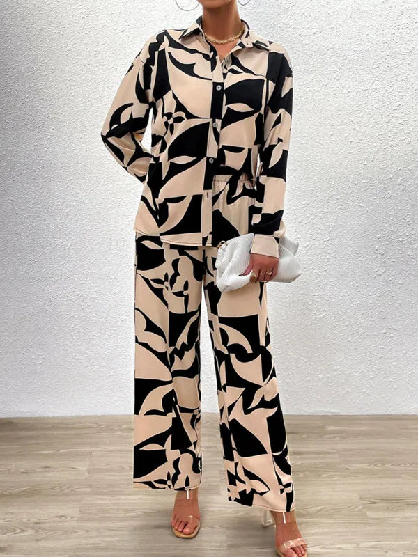 Stylish Women Abstract Print Two-Piece Set