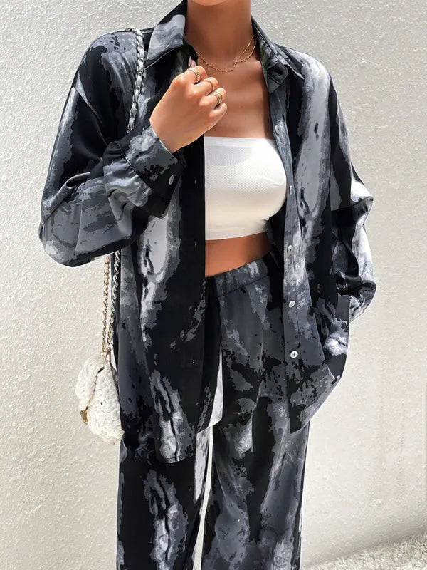 Stylish Women Abstract Print Two-Piece Set