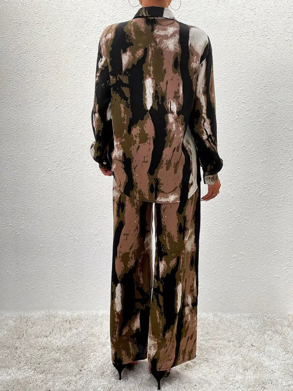 Stylish Women Abstract Print Two-Piece Set