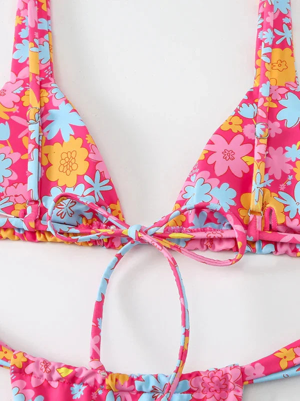 Ensemble bikini femme fleuri échancré