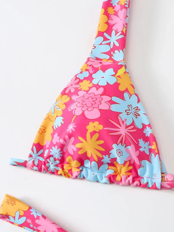 Ensemble bikini femme fleuri échancré