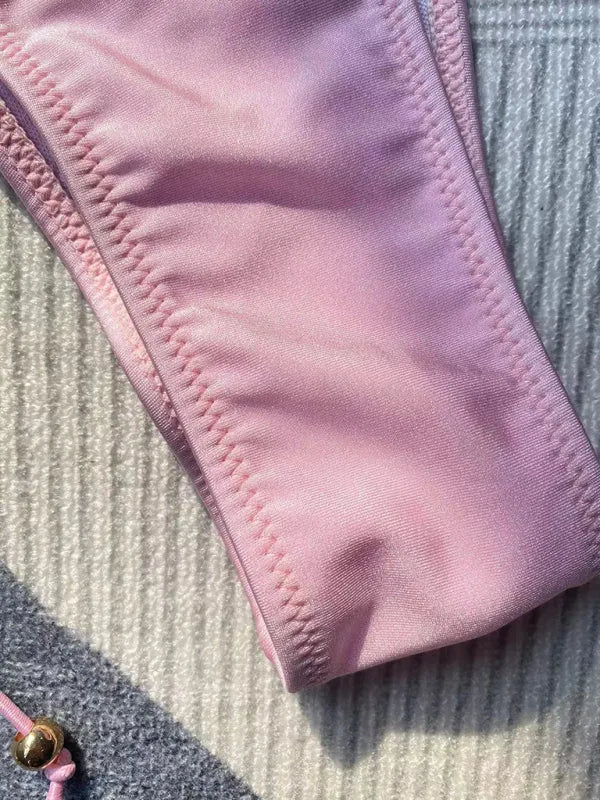 Women Red String Bikini Set