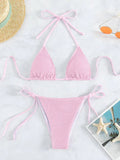 Women Pink String Bikini Set