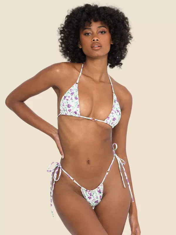 Ensemble de bikini ficelle à pois pour femme