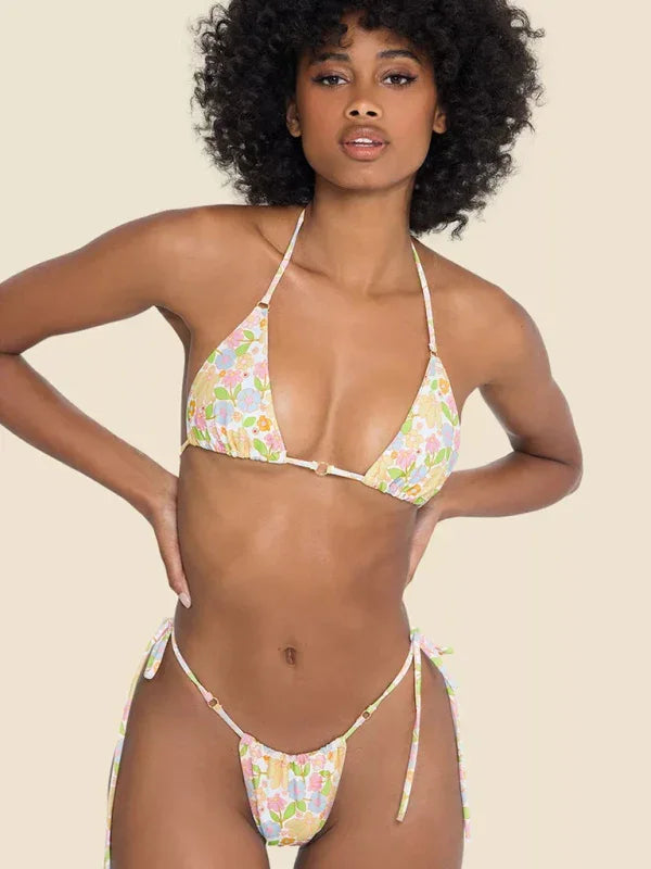 Ensemble de bikini ficelle à pois pour femme