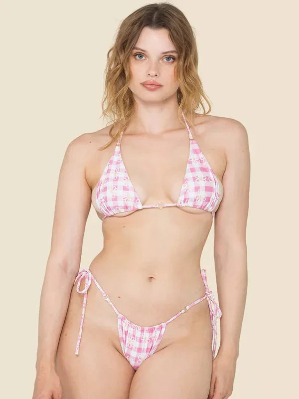 Ensemble de bikini ficelle à pois pour femme