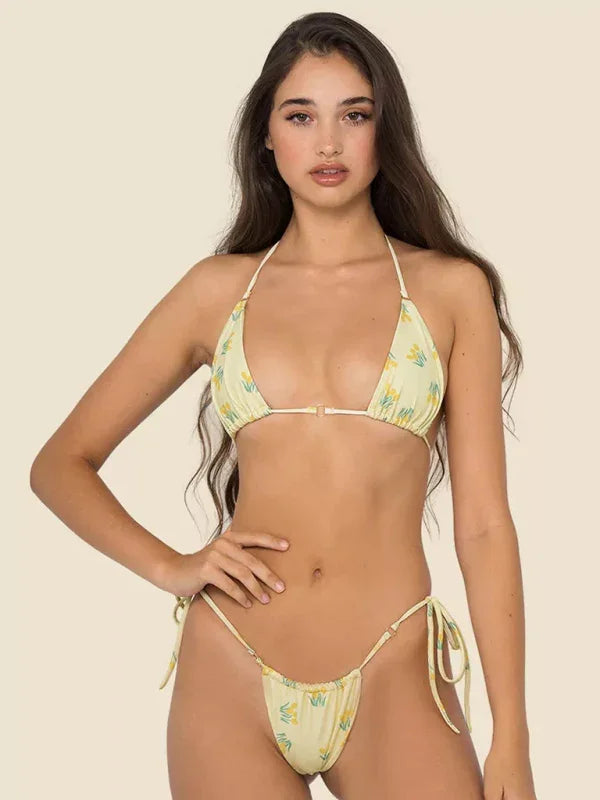 Ensemble de bikini ficelle à pois pour femme
