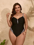 Maillot de Bain Femme Imprimé Animal Noir Une Pièce