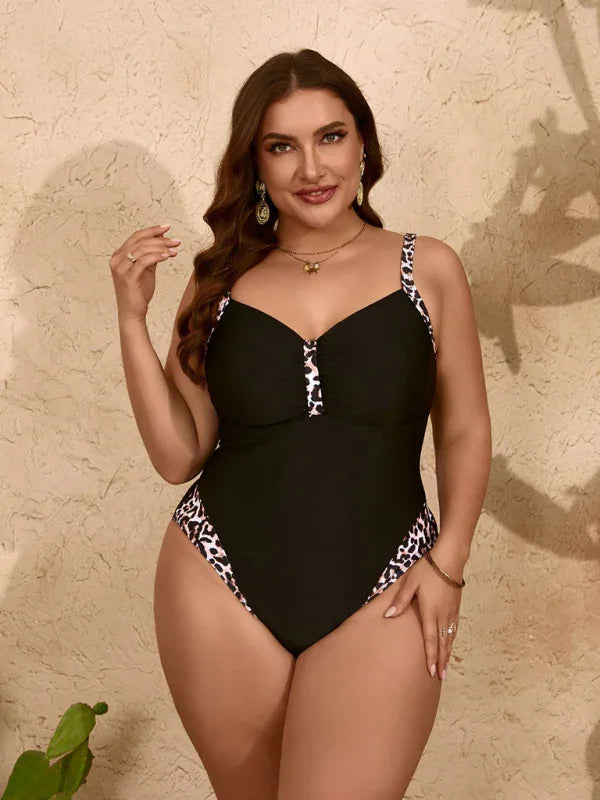 Maillot de Bain Femme Imprimé Animal Noir Une Pièce