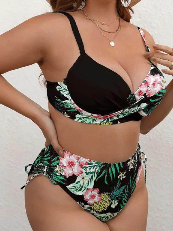 tankini fleuri à cordon grande taille 